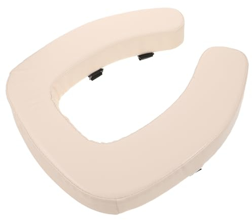 IWOWHERO Cojín Acolchado para Asiento de Inodoro 5 Cm Elevador y Grueso con Banda de Fijación para Personas Mayores, Funda Blanda Alargada Color Beige para Baño Seguro y Cómodo