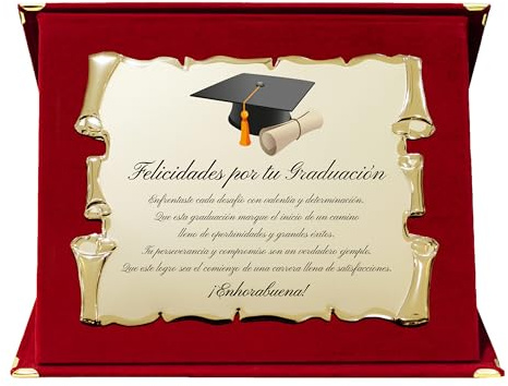ByClay Laboratory Placa de Graduación en Aluminio Dorado | Placa Conmemorativa para Graduación con Estuche de Terciopelo | Regalo Elegante para Graduados y Graduadas