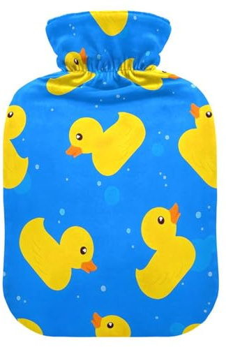 Bolsa de agua caliente con cubierta suave, calentador de pies y manos, bolsa de agua caliente para cuello, hombros y calambres menstruales, pequeña