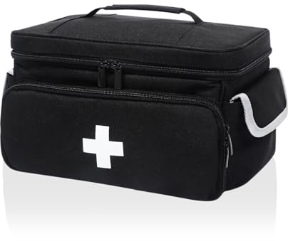 Zasjon Botiquín de Primeros Auxilios, Portátil Bolsa Médica Vacio Gran Capacidad Bolsa Botiquin Médico Vacío con Correa, Impermeable Botiquin Viaje para Hogar,Viajes (Negro)