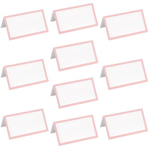50 st rosa tältkort, 9,9 x 9,9 cm tomma tältkort, bröllopsnamn-platskort för bord, dekorativa sittplatser namnkort för bröllop, fester, banketter