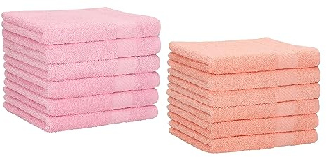 Betz 12 Stück Gästehandtücher Gästehandtuch Palermo 100% Baumwolle Größe 30x50 cm Handtuch Gästetücher Set Farbe rosé und apricot