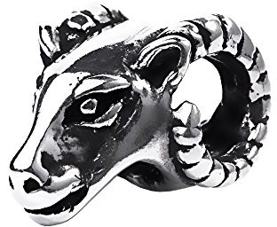 NKlaus Haar Bartschmuck WIDDAX Widder Kopf Antik 925er Sterlingsilber Silber 7690