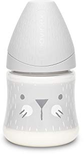 Suavinex Biberon Premium Tettarella rotonda in silicone flusso lento 0% BPA, 150 ml, Whiskers Grigio