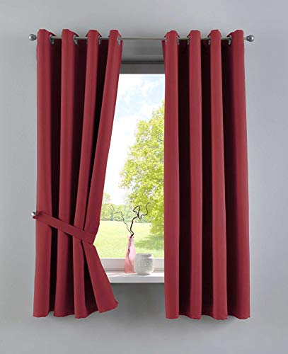 Gardinenbox Vorhänge Blickdicht »Newyork« Bordeaux HxB 160x140 cm 2er-Pack Thermo-Gardinen Verdunkelungsvorhang Blackout Ösen schalldämmend ÖKOTEX UV-Schutz Raffhalter, 201920600-2