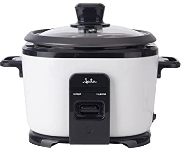 Jata AR394 - Arrocera con capacidad de 1 litro. Función de mantenimiento de calor. Depósito de alumnio extraíble. Fácil limpieza. Incluye jarra medidora y espátula. 400 W de potencia.