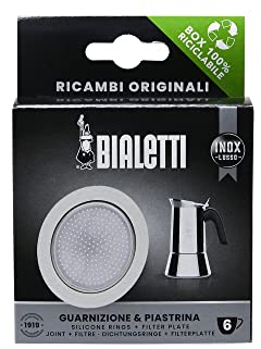 Bialetti Ricambi, Include 1 Guarnizione e 1 Piastrina, Compatibili con Venus, Kitty, Musa e Class (6 Tazze)