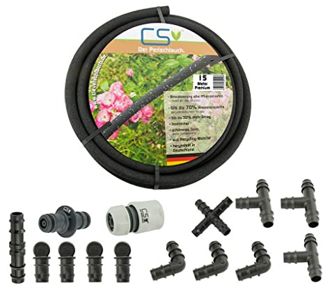 15m CS Perlschlauch Premium mit Zubehör für die unterirdische Garten Bewässerung