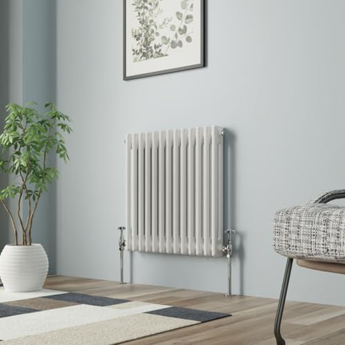 NRG Colonna Radiatore Bianco 600x605mm Doppio Tradizionale Stile Ghisa Riscaldatore Interni Designer Orizzontale Bagno Radiatori