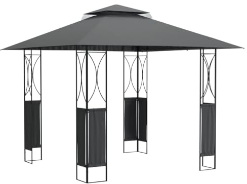 vidaXL Pavillon, Gartenpavillon mit Doppeldach, Gartenzelt für Familienfeiern Hochzeiten Partys, Partyzelt Festzelt Stahlrahmen, Anthrazit