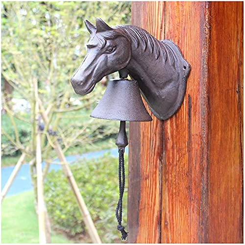 UZOURI Vintage Gusseisen Pferd Outdoor Glocke, manuell schütteln Wandbehang Türklingel Außendekor oder Innendekoration
