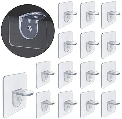 Hahhhha 15pcs Transparent Self Adhesive L-Shaped Shelf Support Pegs for Kitchen Furniture Closet Shelf Bracket Supports