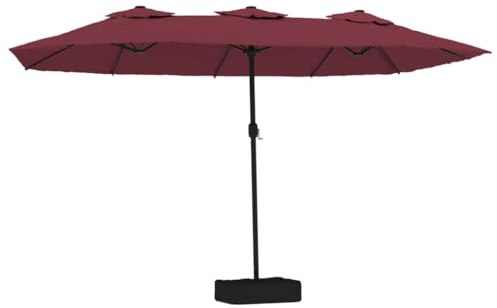 Parasol de jardin à double tête avec LED rouge bordeaux