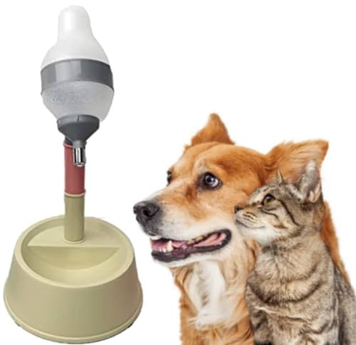 Dispensador de Agua de Pie para Mascotas, Dispensador de Agua para Gatos de Pie, Dispensador Automático de Botellas de Agua para Perros de Altura Ajustable Multipropósito, para Gatos, Perros(Beige)
