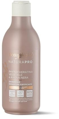 Bottega Verde - Shampoo Natura Pro, per Capelli Danneggiati e Sfibrati, 250 ml, Riparatore e Fortificante, Contrasta le Doppie Punte, con Phytocheratina vegetale e Avena Nera