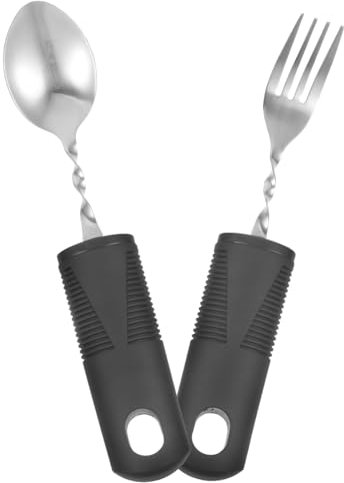 HOLIDYOYO 1ensemble Ustensiles Adaptatifs Antisecousse Inoxydable pour Personnes Âgées Et Handicapées De Cuillère Et Fourchette Ergonomiques Outils De Réhabilitation Pratiques Et