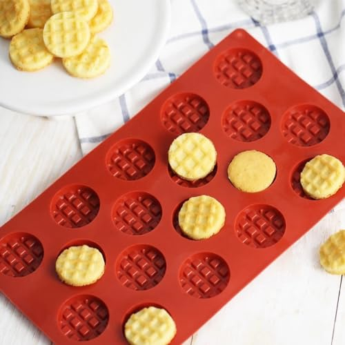 Genérico Mini fabricante de gofres, moho de gofres 18 cuadrículas silicona mini waffle horneware moho diy galleta redonda accesorios para hornear moldes para hornear
