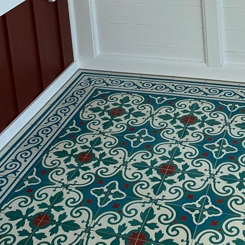 Musterpaket Jugendstilfliesen Dekor Fingran petrol - Fliesen für Wintergarten, Küche, Bad und Flur (1)