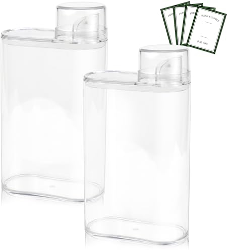 FAELNK 1300 Ml Luftdichter Waschmittelspender mit Messbecher Waschpulver Aufbewahrungsbox Waschpulver Dosierer Mehrzweck-Waschpulverspender Waschpulver-BehäLter füR WeichspüLer (2 Stück)