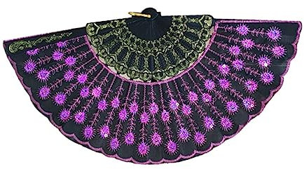 MAGICLULU Pailletten-Fan stilvoller Gitarrengriffbrett tragbare Faltventilatoren für den Sommer fächer Lüfter tanzende Fans gestickt Handventilator schwarzer Stab Fräulein Violett