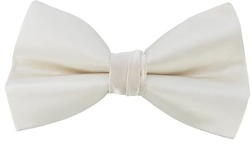 YEHMAN Einfarbige Herren-Fliege mit quadratischem Taschentuch in Geschenkbox, elfenbeinfarben, One size