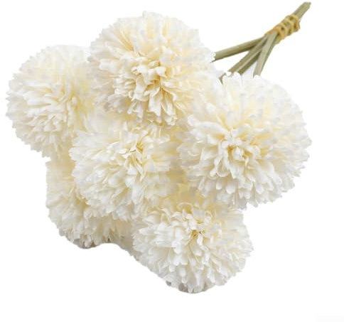 CARMOTTER Künstlicher Chrysanthemen-Blumenstrauß, symbolisiert Glück, perfekt als Heimdekoration (weiß)