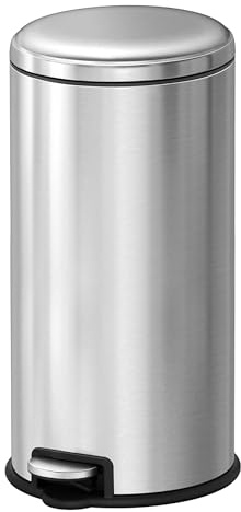 EKO Serene | Cubo de Basura Cocina 30L Acero Inoxidable Antihuella con Pedal y Cierre Suave | Papelera Rectangular Elegante y Funcional para Cocina Moderna