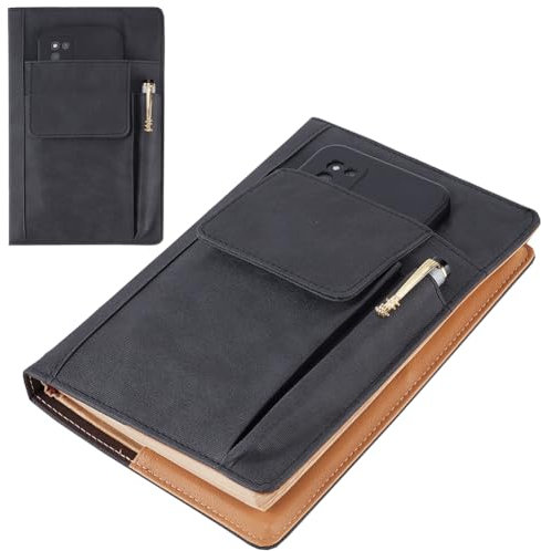 CRASPIRE Buchabdeckung PU Leder wasserdichte Buchhülle schwarz wiederverwendbare Buchschutz für Paperbacks Notebook Wraps mit Stifttaschen für Buchliebhaber Klassenkameraden Geschenke 6.1×8.54 Zoll