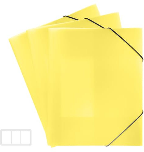 FRETONBA Gelb Ordner 3er-Pack. Postmappe a4 Schule, Sammelmappe 3 Stück, Eckspannermappe Elastische Bandbefestigung, Schnellhefter PP-Material Robust und Langlebig, Dokumentenmappe
