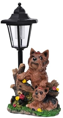 Générique Statue de Chien, Statue de Chien avec lumière Solaire, Décoration de Jardin avec Lanterne Solaire, Figurine de Collection Unique pour décorations artistiques de Patio, pelouse et Cour.