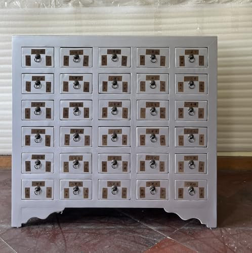 Antiker Apothekerschrank Aktenschrank Büroschrank Apotheke Schrank Sideboard Kommode Kommodenschrank Sideboardschrank mit 30 Schubladen Breite105xHöhe100cm Silber