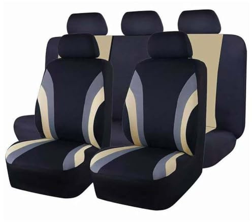 JINLINGNB Auto SitzbezüGe Sets FüR Skoda Fabia 2007-2025, Leinen Stoff AutositzbezüGe SchonbezüGe Sitzbezug Vorne Und Hinten Atmungsaktiv ZubehöR,A
