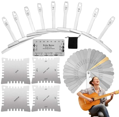 String Action Gauge, regla de acción de guitarra Regla de acción de cadena | Herramientas de medición versátiles Medidor de radio para la de silla de montar de tue