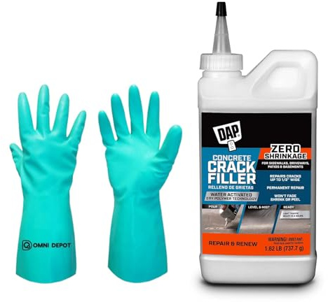 Fast Drying DAP - Concrete Crack Filler - 1.62 LBs - Permanently Fill Concrete, Stone, and Masonry Surfaces – Available with Omni Depot Chemical-Resistant Gloves
