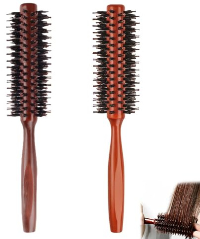 2PCS Small Round Brush for Short Hair, Hair Styling Brush Set with Nylon Bristles, Curling Comb for Blow Drying, Round Hair Brush Men & Women Use for Beard, Bangs, Volume and Styling