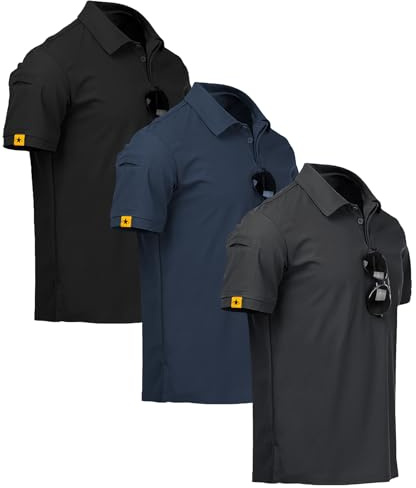ZITY 3-Pack Men's Polo Shirt Short-Sleeved Lightweight Breathable Polo Shirt for Men Adult Summer Casual Sports Shirt Regular Fit Golf Tshirts