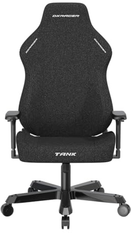DXRacer Tank XXL Gamingstuhl Schwarz Stoff – Ergonomischer Bürostuhl bis 180 kg, extra breite Sitzfläche, Premium Chefsessel mit magnetischen Kissen