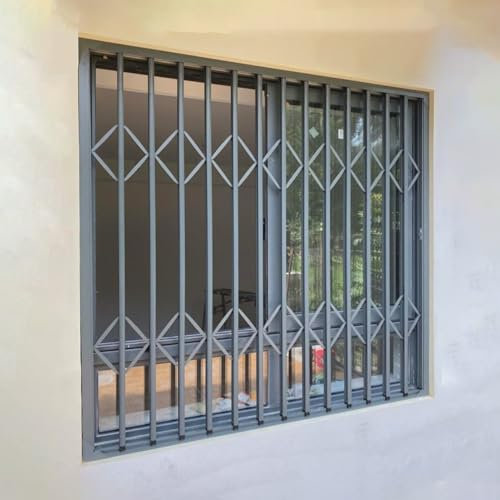 Garde Corps Fenetre Grilles et Barreaux de Sécurité pour Fenêtres Coulissantes, 50, 60, 70, 80, 90, 100, 120, 200, 210 Cm Protection Anti-effraction pour Fenêtres avec Serrure, Barricade de Fenêtre/De
