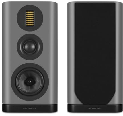 Wharfedale EVO 5.2 Standmount Speakers (Pair) – 6.5″ Kevlar Woofer, Soft Dome Midrange, AMT Tweeter, 3-Way Bass Reflex (Lunar Grey)