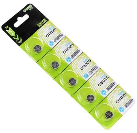Paquete de 5 pilas de botón de litio CR1025 CR1025 para calculadoras de llaves de coche y batería de control remoto electrónico