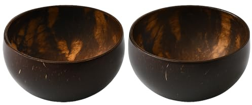 VIE Cuenco de coco, grande, 13-15 cm de diámetro, juego de 2