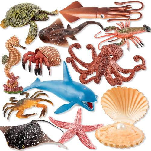 HAYKIDS Grande Animali Marini Giocattoli per Bambini 3 + Anni, Realistico Set Figurine Animali Oceanici in Plastica, Giochi Animale Educativo Regalo per Bambino