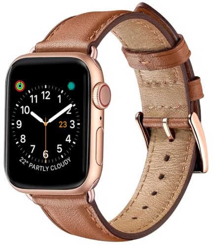 SUNFWR Lederarmbänder für Apple Watch 40mm 41mm 42mm(Series 10/11) 38mm | Herren Damen Ersatz Business Lederband Echtes Ersatzarmband für iWatch Ultra 3/2/1,Series 11 10 9 8 7 6 5 4 3 2 1/SE/SE2/SE3