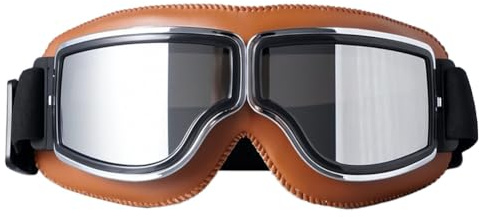 VFRCD Vintage-Motorradbrille: kratzfeste Polycarbonat-Gläser und weicher Lederrahmen, winddicht, staubdicht, Reitbrille für Männer und Frauen