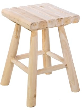 mgc24 Massiver Teakholz-Hocker, 4-Bein, 30 x 30 x 45 cm | Handgefertigt, vormontiert, stabil und pflegeleicht, als Blumen- und Pflanzenständer für Wohnzimmer, Garten und Dekoration