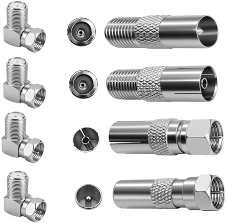 msymsyu 8 Stück F Stecker Verbinder Set, Antennenkabel Verbinder Antennenkabel Adapter Silber, Koaxialkabel Verbinder für Kabelfernsehen Satellit Internet, Sat Kabel Verbinder F-Stecker Adapter