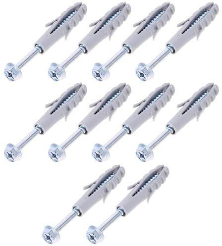 FIXOSHEE Juego de 10 Anclajes de Expansión para Soporte de Tv y Campana Extractora, Tornillos de Montaje 6x70 Mm, Pernos para Pared de Ladrillo, Fijaciones Resistentes para Instalación