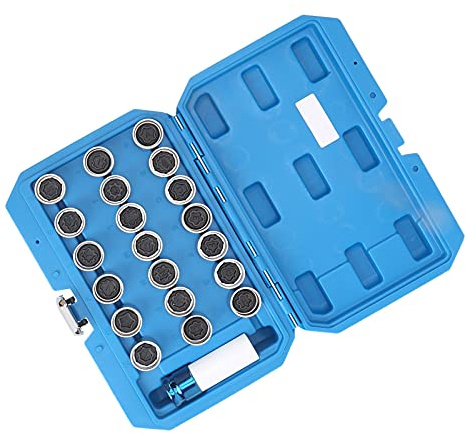 Cryfokt 20PCS Wheel Locking Nut Key Stud Removal Tool, Anti Theft Lug Nut Remover with 17mm Socket and Plastic Toolbox, Wheel Lock Socket Set for Vehicle Security