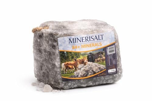 MINERISALT Salzleckstein 3-5 kg ohne Aufhängeseil für Nutztiere und Wild | 3 - 5 kg-Kleingebinde ohne Seil für Stall, Weide und Wildrevier