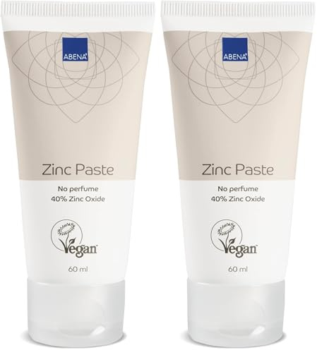 ABENA Zinc Paste | 60ml | Rash Cream | Nourishing and Soothing Eczema Treatment | No Fragrance | Protective Barrier Paste for Supporting Healing of Irritated Skin (Pack of 2)